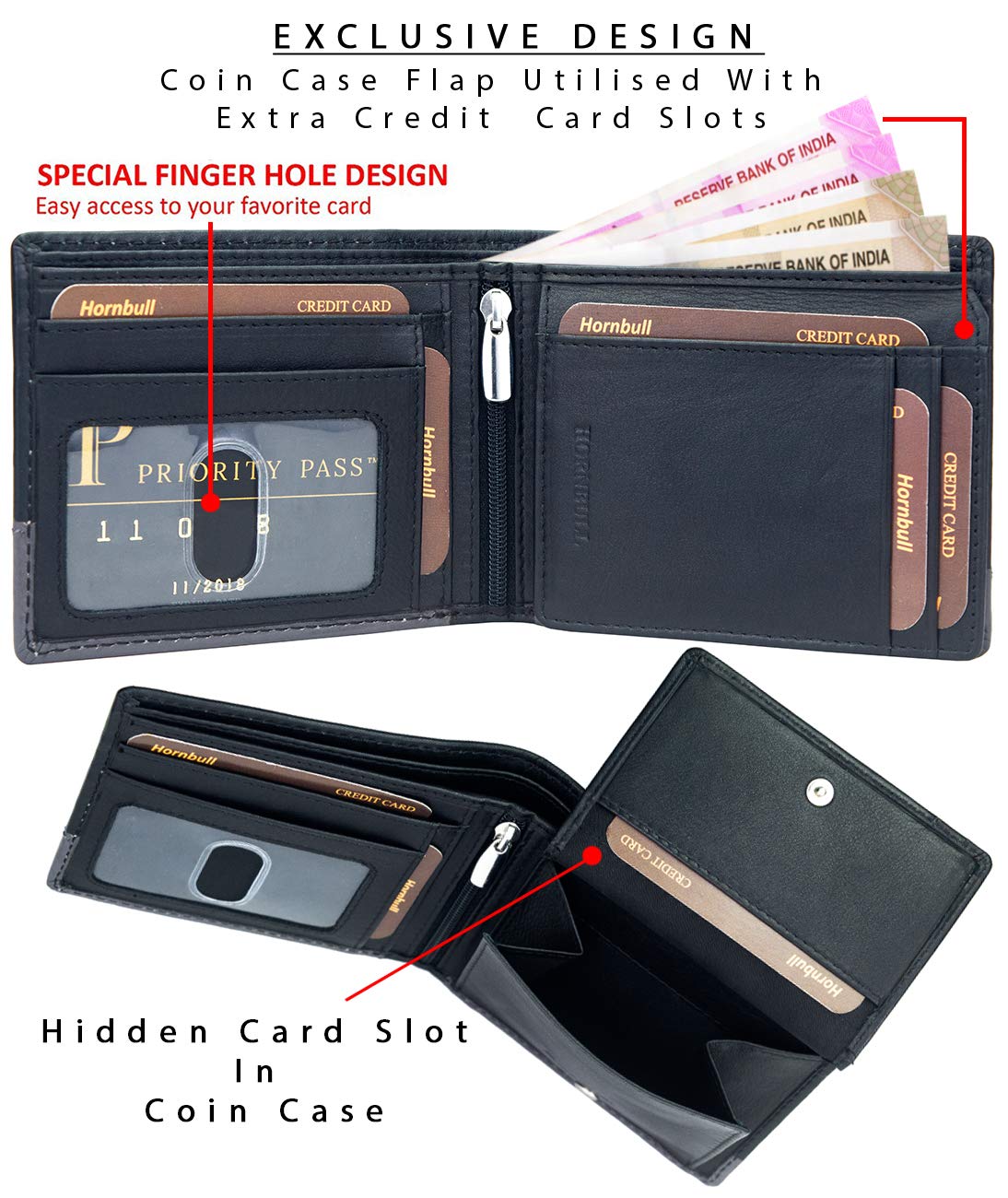 HORNBULL Buttler Black Mens Leather Wallet – Leather Wallet for Mens and RFID Blocking Genuine Leather Mens Wallet