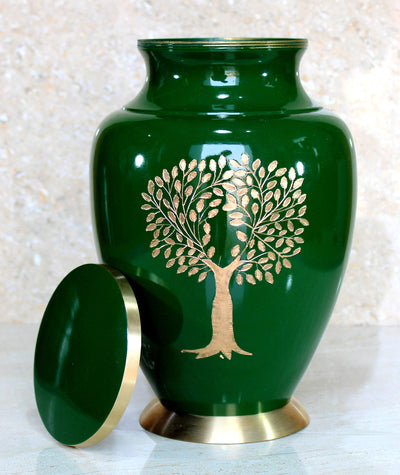 eSplanade Brass Cremation Urn Memorial Jar Pot Container | Full Size Urn for Funeral Ashes Burial | Engraved Metal Urn |