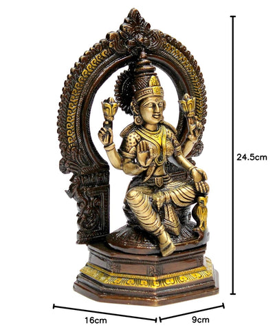 ESPLANADE Brass Laxmi Lakshmi Goddess Murti Idol Statue Figurine Sculpture | Pooja Idols - Home Decor | Brown-Golden - 9.75" Inches