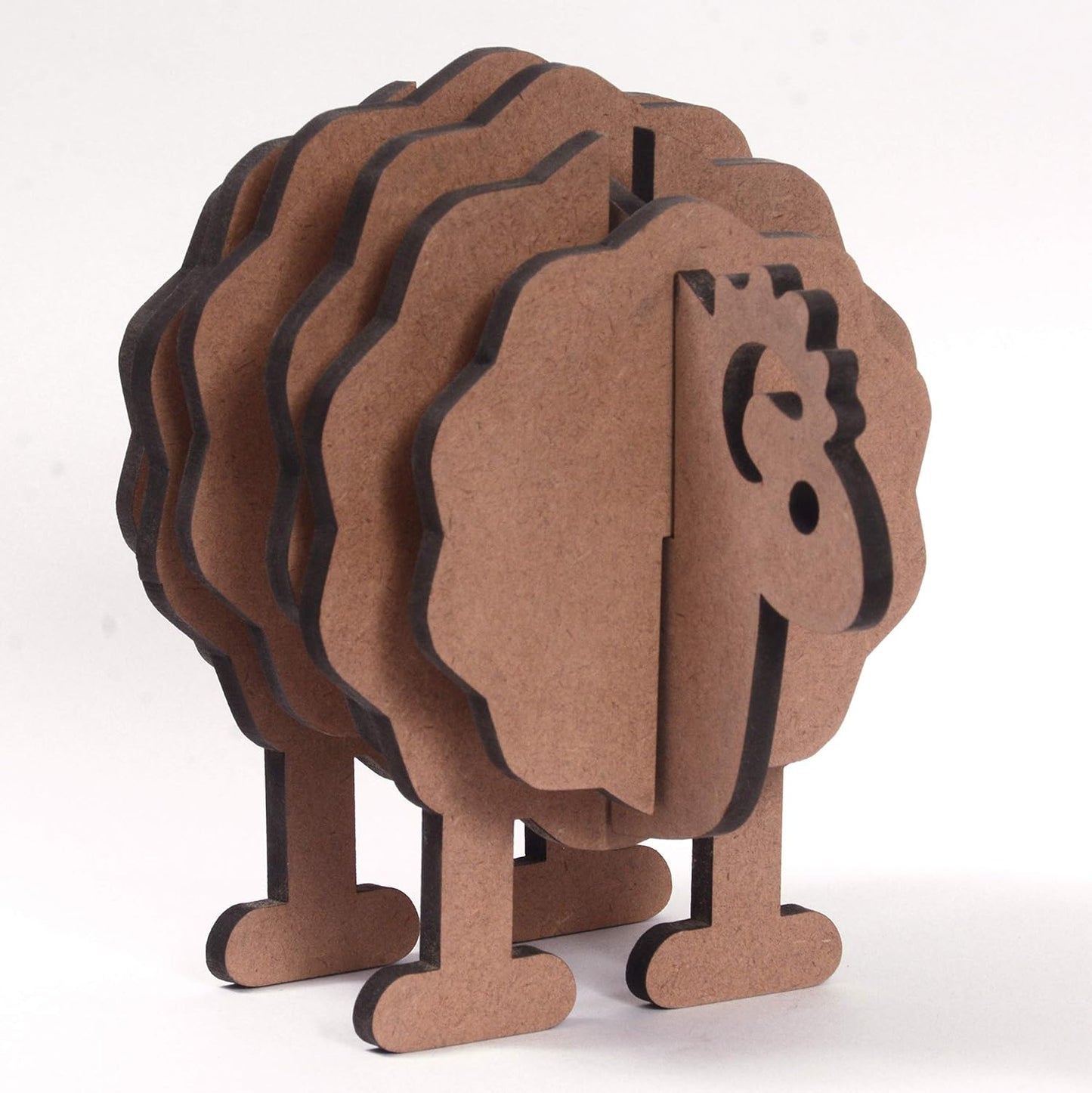 IVEI MDF DIY Coasters with Holder - MDF Plain Wooden Coasters & Holder Blank Cutouts for Painting Wooden Sheet Craft, Decoupage, Resin Art Work & Decoration - Set of 6 Coasters-- Hedgehog & Sheep