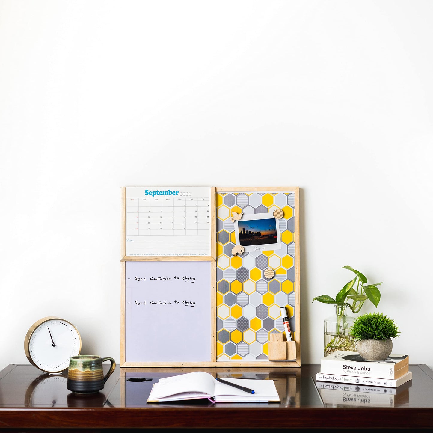 IVEI Combination Board with Magnet Board, Planner & Whiteboard -Innovative Organizer for Kids and Adults with Magnets to Do Boards, Best Gift for Home, Office, School- Green, Yellow