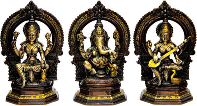 eSplanade Brass Saraswati Maa Murti Idol Statue Sculpture for Home Decor and Temple - 6" & 9.75 Inches