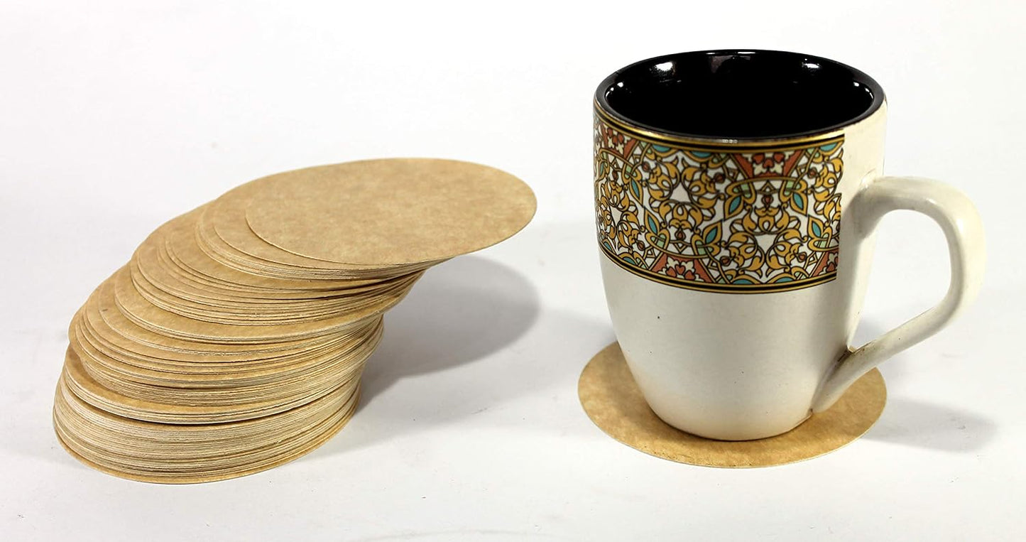 eSplanade Disposable Coaster - Made of Paper (Set of 100) - Use and Throw Reversible Coasters - Perfect for Bar, Hotel, Restaurant purpose & Parties (Brown Round)