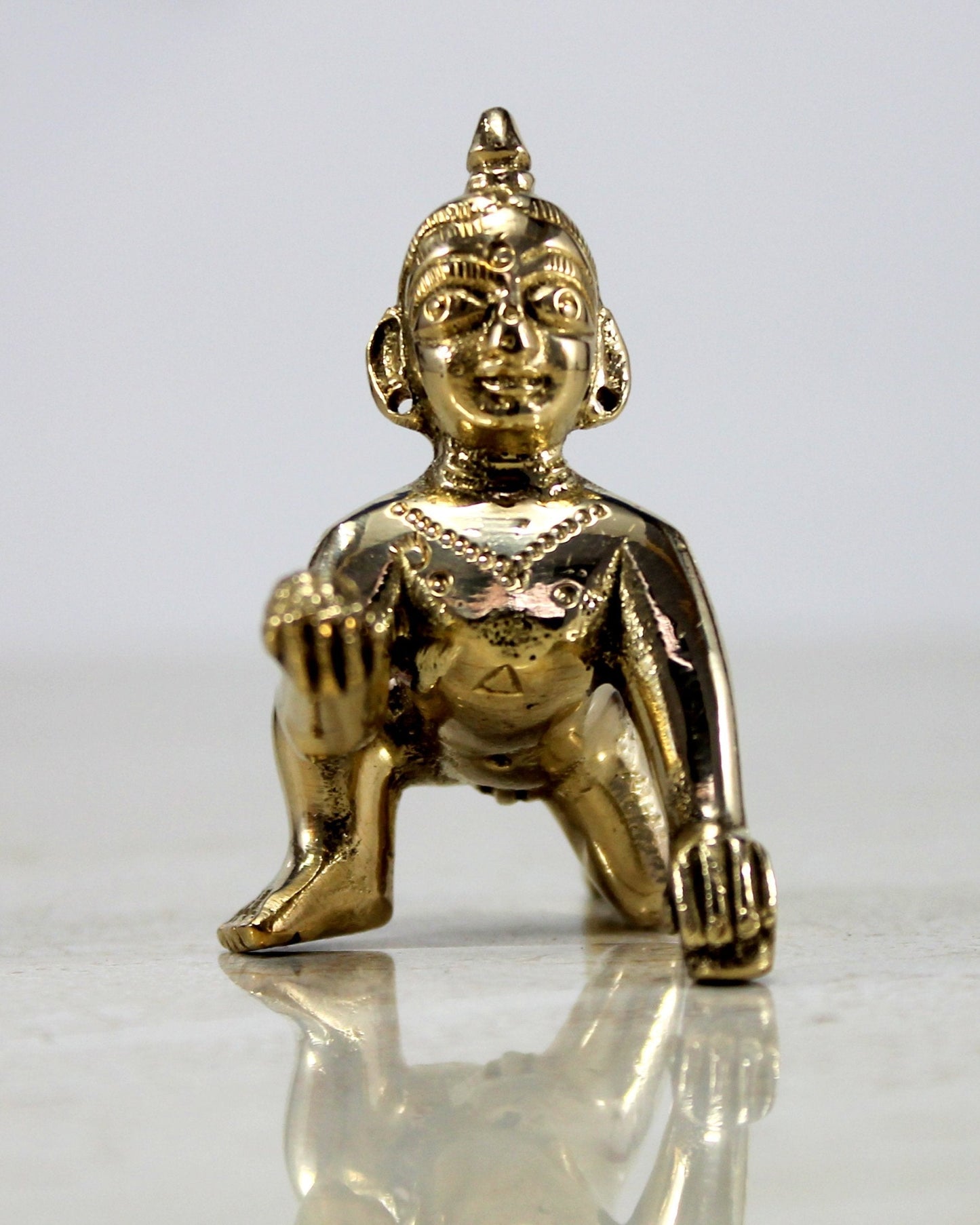 StonKraft - Lord Krishna Kishan Kanha with Kamdhenu Cow Murti Idol Statue Sculpture - Brass - 8" & 9" - Multicolor