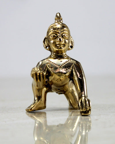 StonKraft - Lord Krishna Kishan Kanha with Kamdhenu Cow Murti Idol Statue Sculpture - Brass - 8" & 9" - Multicolor