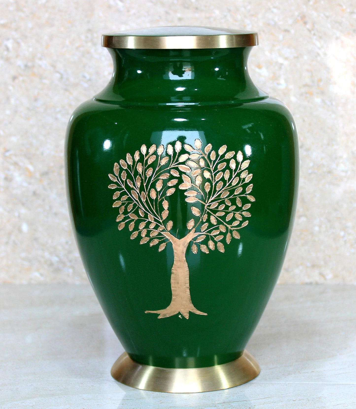 eSplanade Brass Cremation Urn Memorial Jar Pot Container | Full Size Urn for Funeral Ashes Burial | Engraved Metal Urn |