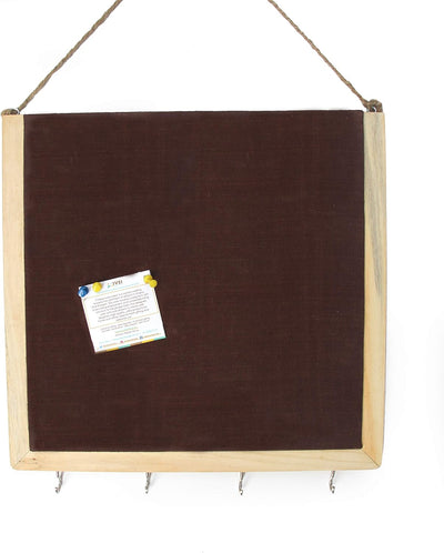 IVEI Wooden Pinboard with Keyhooks - Blue, Brown