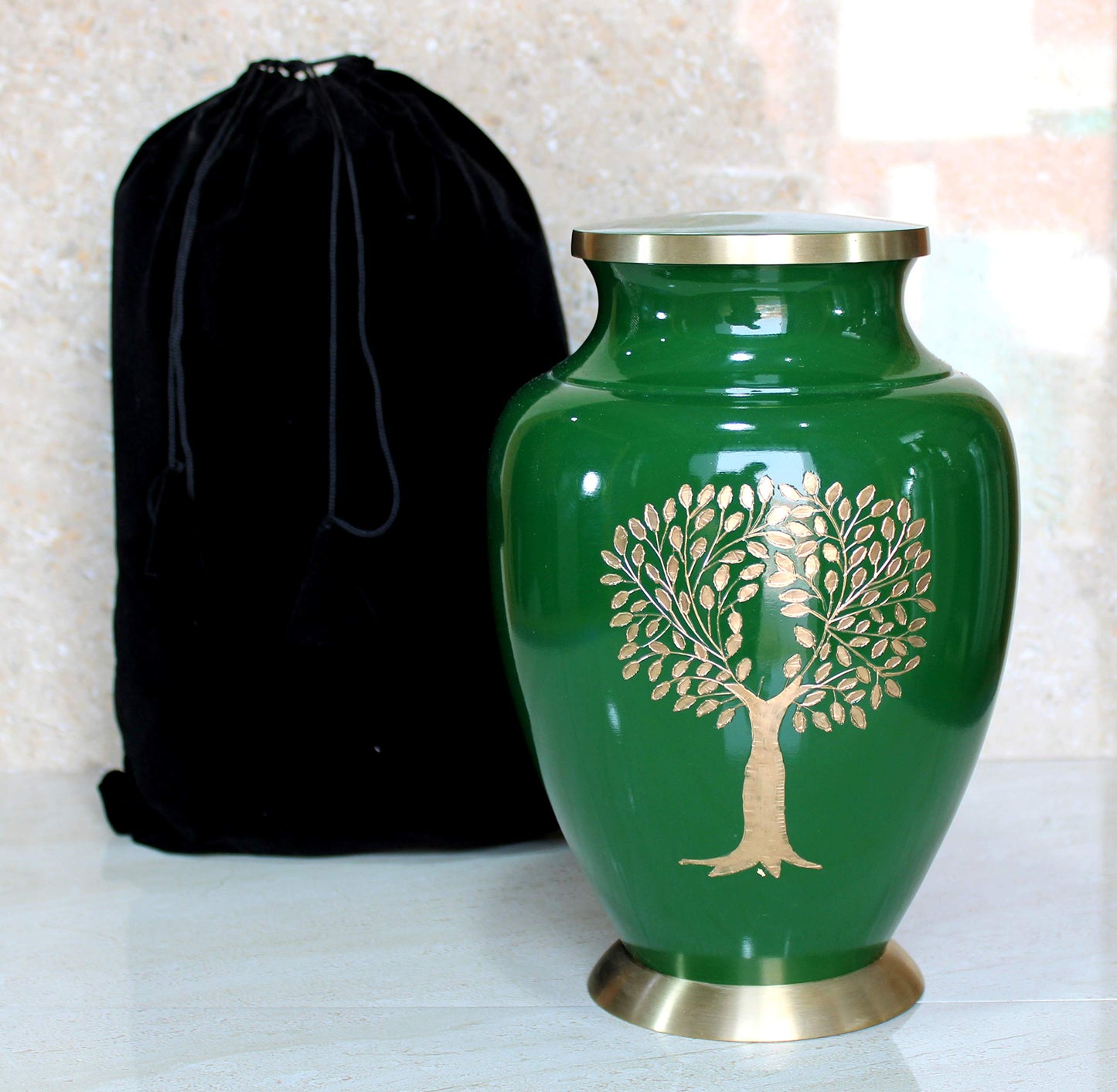 eSplanade Brass Cremation Urn Memorial Jar Pot Container | Full Size Urn for Funeral Ashes Burial | Engraved Metal Urn |