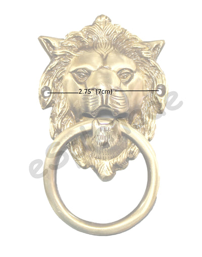 eSplanade Brass Lion Face Mouth Door Knocker, Door Accessories, Gate Knocker
