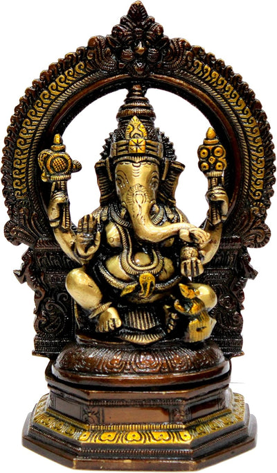 eSplanade Brass Ganesh Ganesha Ganpati Vinayak Showpiece | Murti Idol Statue Sculpture - 9.75" Inches - Multi