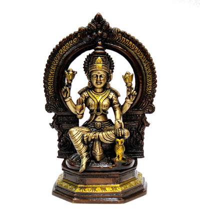 ESPLANADE Brass Laxmi Lakshmi Ganesh Ganesha Murti Idol Statue Sculpture - Set of 2 - Brown-Golden - 9.75" Inches (Large)