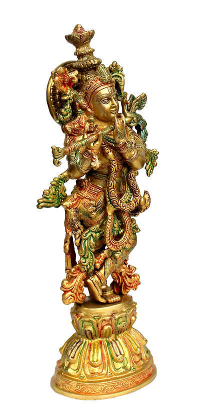 eSplanade - Brass Radha Krishna - Big Size - Brass Radha Idol Statue Sculpture (21") (Krishna Antique)