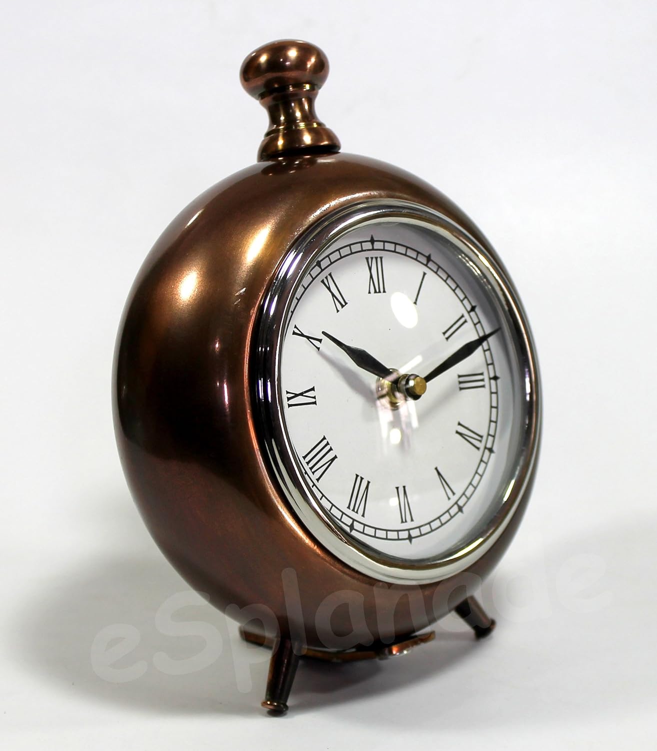 eSplanade European Style Vintage Clock Table Desk Shelf Clock - Metal - Chrome Finish - 7" Inches