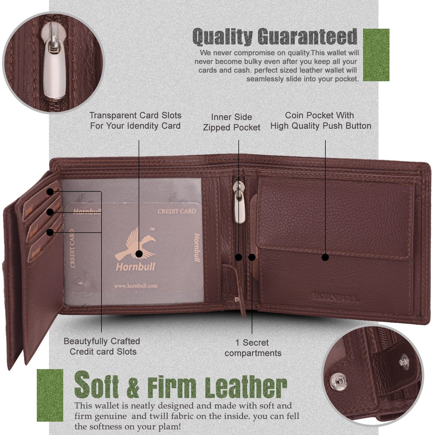 HORNBULL Themes Brown Mens Leather Wallet, Keyring & Pen Combo Gift Set for Men | Valentine's Day Branded Gift Hamper for Men