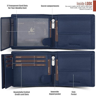 HORNBULL Vegas Navy RFID Blocking Leather Wallet for Men | Wallets Men Leather | Mens Wallet