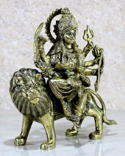 ESPLANADE Brass Maa Durga/MATA Rani Idol, Statue, moorti, murti for Home Mandir and Home Decor (8.5 Inches)
