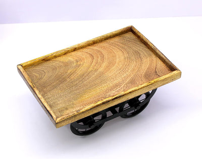 ESPLANADE Cart Shaped Serving Platter Tableware Serveware for Home and Kitchen | Wood - 11.5" Inches - Brown