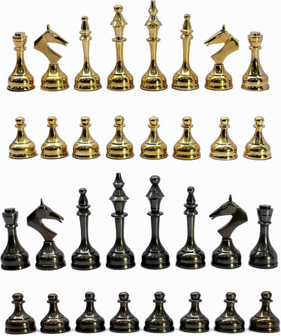 StonKraft Brass Chess Pieces Chess Coins Pawns Chessmen (Gold, 3.75" Latest)