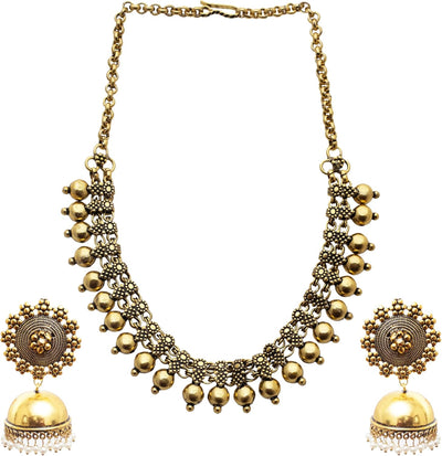 Binnis wardrobe Dual toned hand made textured choker Jewellery set
