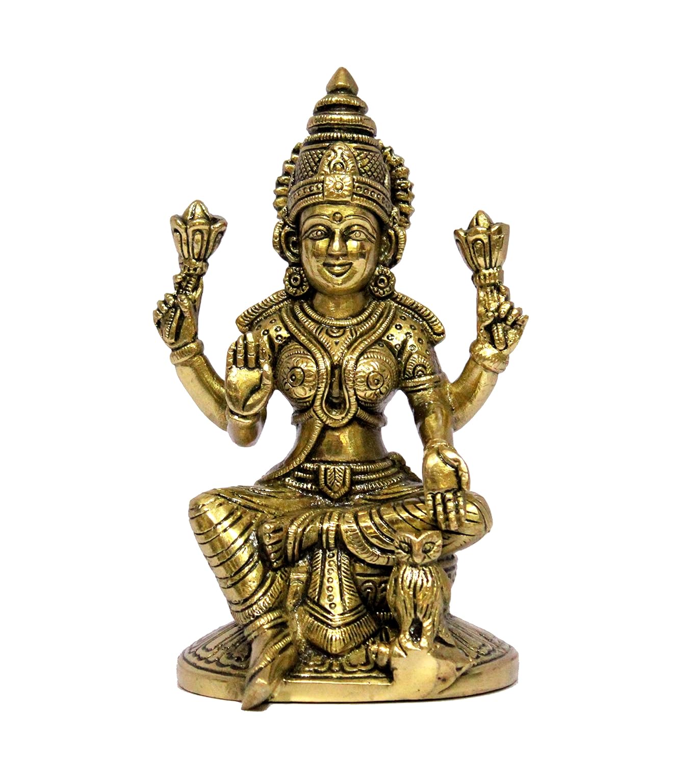 eSplanade Brass Laxmi Lakshmi Goddess Murti Idol Statue Figurine Sculpture | Pooja Idols - Home Decor | Golden - 6.75" Inches & 9.75" Inches - Multi