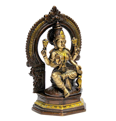 ESPLANADE Brass Laxmi Lakshmi Goddess Murti Idol Statue Figurine Sculpture | Pooja Idols - Home Decor | Brown-Golden - 9.75" Inches