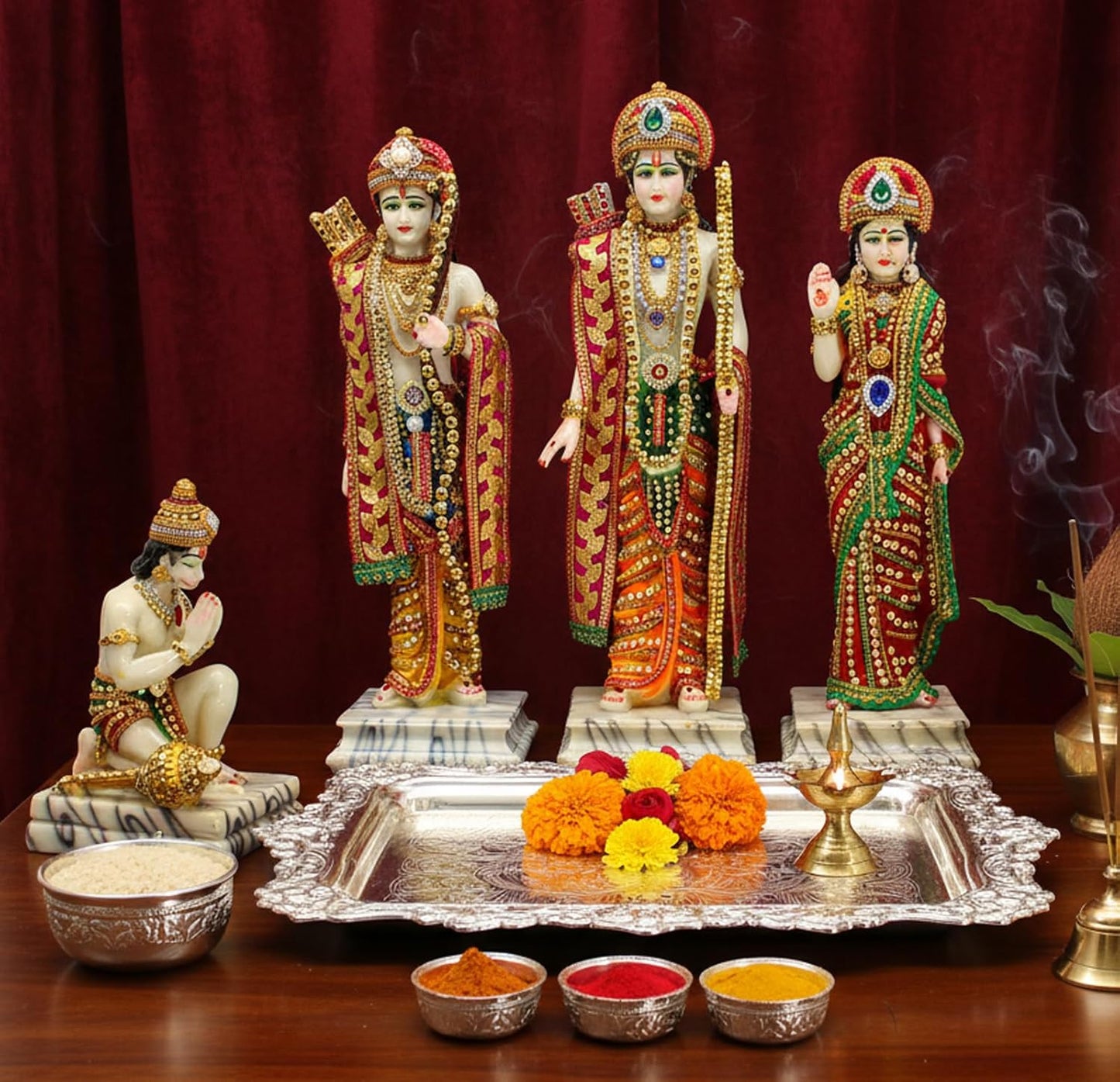 eSplanade Ram Darbar with Ram, Laxman, Sita and Hanuman Murti Idol Statue Sculpture | Decorative Idols - Home Decor | Resin - Multicolour - 18" Inches (Big Size)