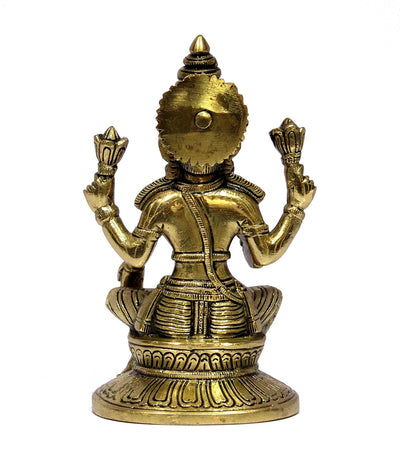 eSplanade Brass Laxmi Lakshmi Goddess Murti Idol Statue Figurine Sculpture | Pooja Idols - Home Decor | Golden - 6.75" Inches & 9.75" Inches - Multi