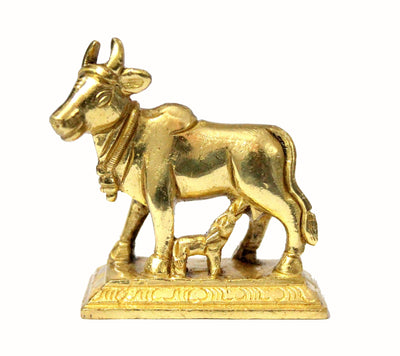 StonKraft Brass Kamdhenu Kamadhenu Idol Murti Statue 2.5 & 6.5"