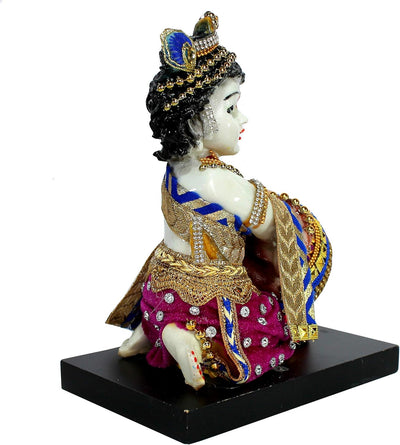 eSplanade Resin Krishna Krishan Makhan Chor Murti Idol Statue Sculpture - 7.5" & 8" Inches - Multicolour