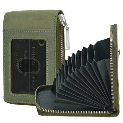 HORNBULL Steve Green RFID Blocking Leather Wallet for Men | Vertical Credit Debit Card Holder