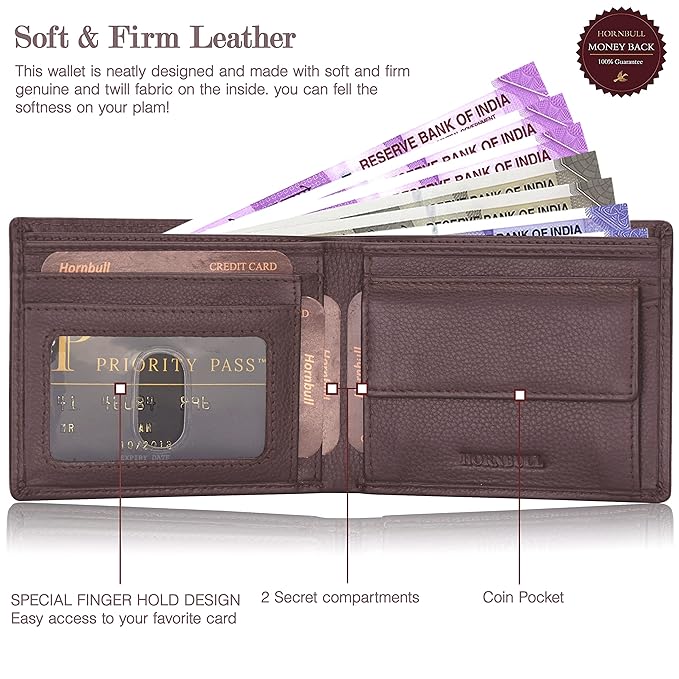 HORNBULL Maddison Men's Brown Genuine Leather Wallet | Branded Quality Wallet for Men with RFID Blocking | Mens Gift Set