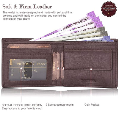 HORNBULL Maddison Men's Brown Genuine Leather Wallet | Branded Quality Wallet for Men with RFID Blocking | Mens Gift Set