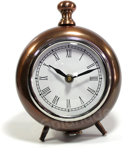 eSplanade European Style Vintage Clock Table Desk Shelf Clock - Metal - Chrome Finish - 7" Inches