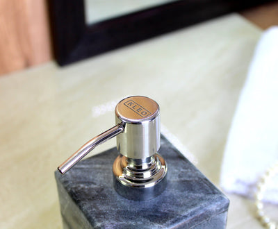 KLEO - Bathroom Accessory Set made from Natural Stone - Bath Accessories set of 4 includes Soap Dispenser, Toothbrush Holder, Tumbler and Soap Dish (Green, Grey)