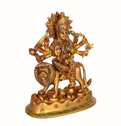 eSplanade Brass Maa Durga/MATA Rani Idol, Statue, Moorti, murti for Home Mandir and Home Decor (4.6 Inches & 6.5 Inches)