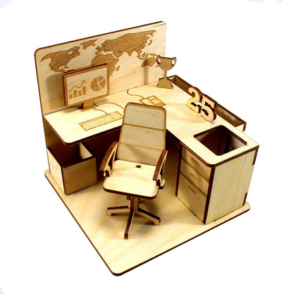 StonKraft Wooden 3D Puzzle Miniature Drafting Table - Home Decor, Construction Toy, Modeling Kit, School Project - Easy to Assemble