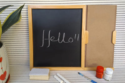IVEI DIY MDF Black Board- Dry Erase Board with DIY Panel, DIY Room Decor - Black Board with Duster and & Chalk