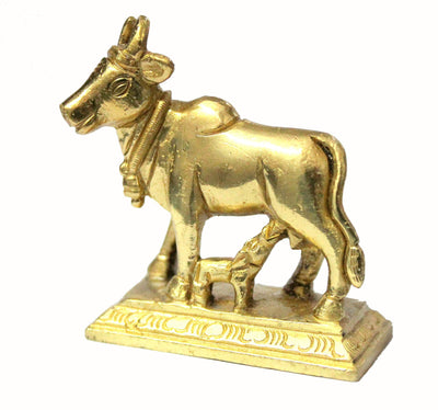 StonKraft Brass Kamdhenu Kamadhenu Idol Murti Statue 2.5 & 6.5"