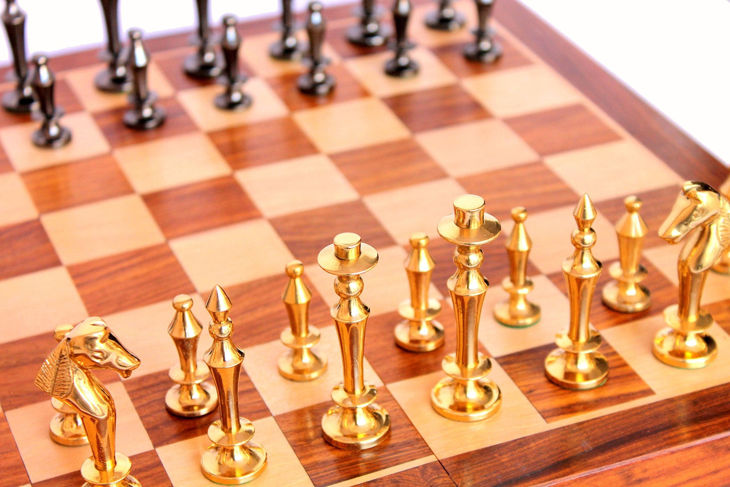 StonKraft 14" X 14 Wooden Chess Game Board Set + Brass Chess Pieces Staunton, best gift idea for birthday and Christmas