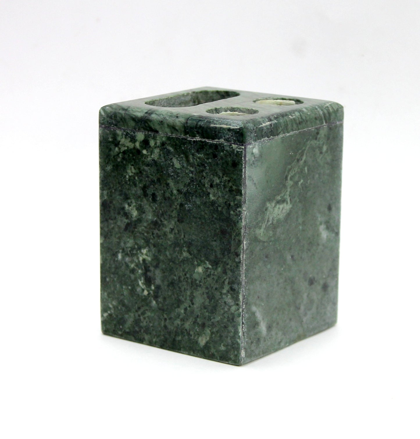 KLEO - Bathroom Accessory Set made from Natural Stone - Bath Accessories set of 4 includes Soap Dispenser, Toothbrush Holder, Tumbler and Soap Dish (Green, Grey)