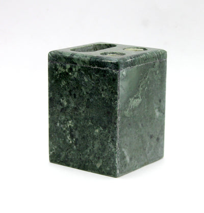 KLEO - Bathroom Accessory Set made from Natural Stone - Bath Accessories set of 4 includes Soap Dispenser, Toothbrush Holder, Tumbler and Soap Dish (Green, Grey)