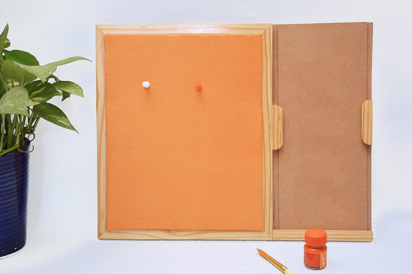 IVEI MDF Wood Square Pin Board/Bulletin Board & Push Pins for Fun Learning Kids Activity, with DIY Panel, Room Décor Notice Display Board, Orange & Black (14x11x1 in)