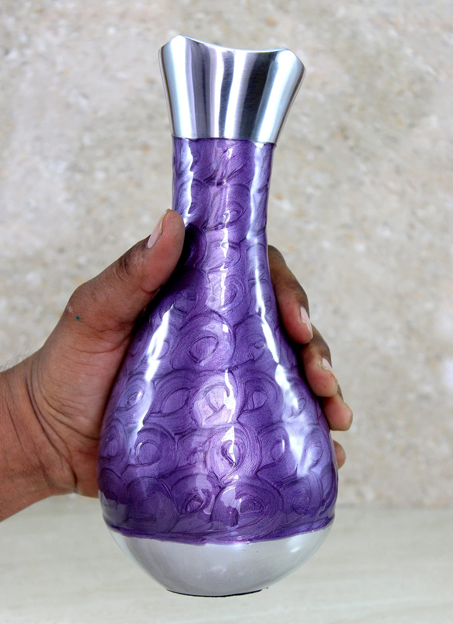 Metal Flower Vase Flower Pot Holder - Decorative Showpiece - Home Décor - Blue - 16" Inches
