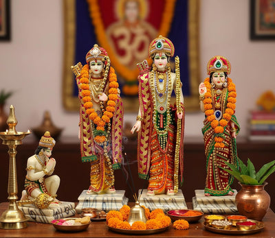 eSplanade Ram Darbar with Ram, Laxman, Sita and Hanuman Murti Idol Statue Sculpture | Decorative Idols - Home Decor | Resin - Multicolour - 18" Inches (Big Size)