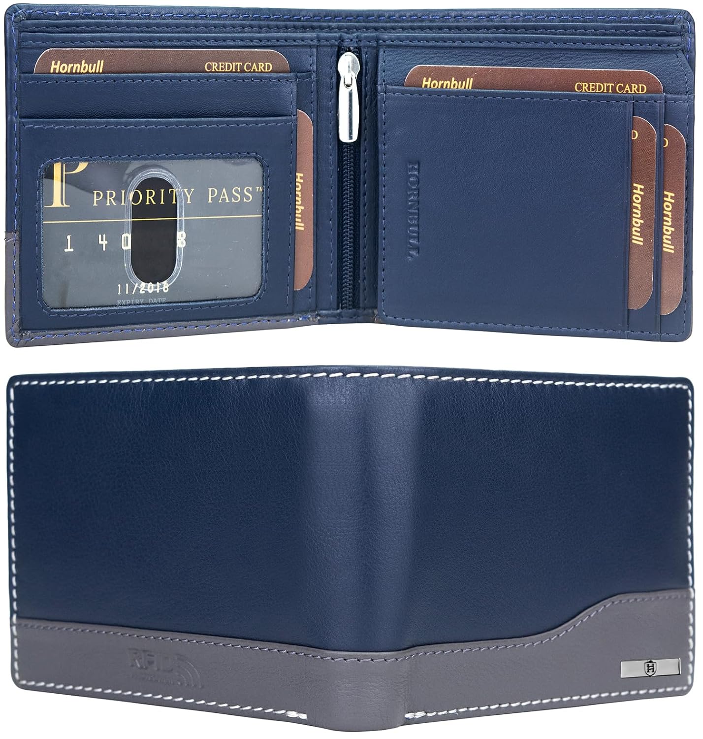 HORNBULL Buttler Navy Wallet for Men | Stylist Mens Wallet with RFID Blocking | Genuine Leather Gift for Mens