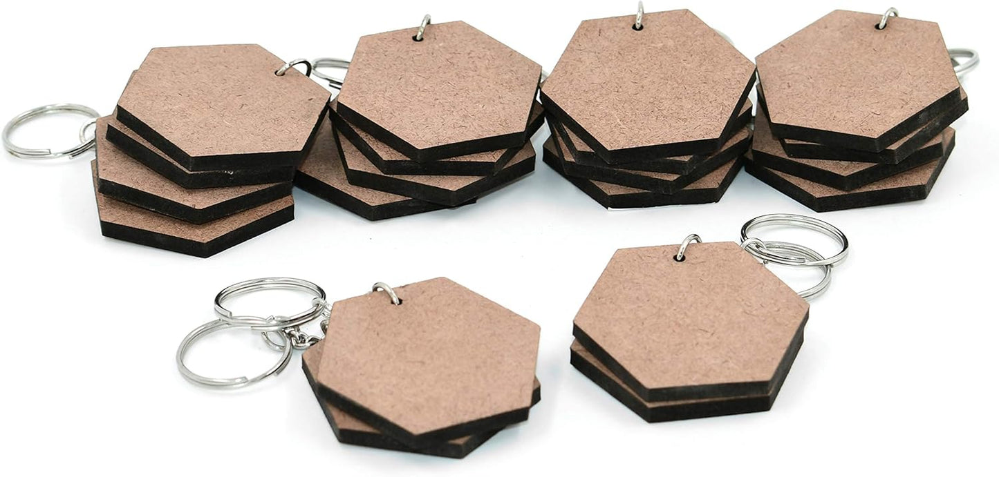 IVEI DIY MDF Key Chains Wood Sheet Craft - MDF Plain Square Shaped Key Chains for Painting Wooden Sheet Craft - Set of 20-2 in X 2 in for Decoupage MDF Plains, Resin Artwork & Decoration (Multi-shaped)