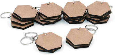 IVEI DIY MDF Key Chains Wood Sheet Craft - MDF Plain Square Shaped Key Chains for Painting Wooden Sheet Craft - Set of 20-2 in X 2 in for Decoupage MDF Plains, Resin Artwork & Decoration (Multi-shaped)
