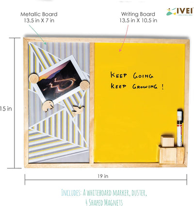 IVEI Combination Board with Magnet Board & Whiteboard -Innovative Organizer for Kids and Adults with Magnets- To Do Boards, Best Gift for Home, Office, School- Green, Yellow