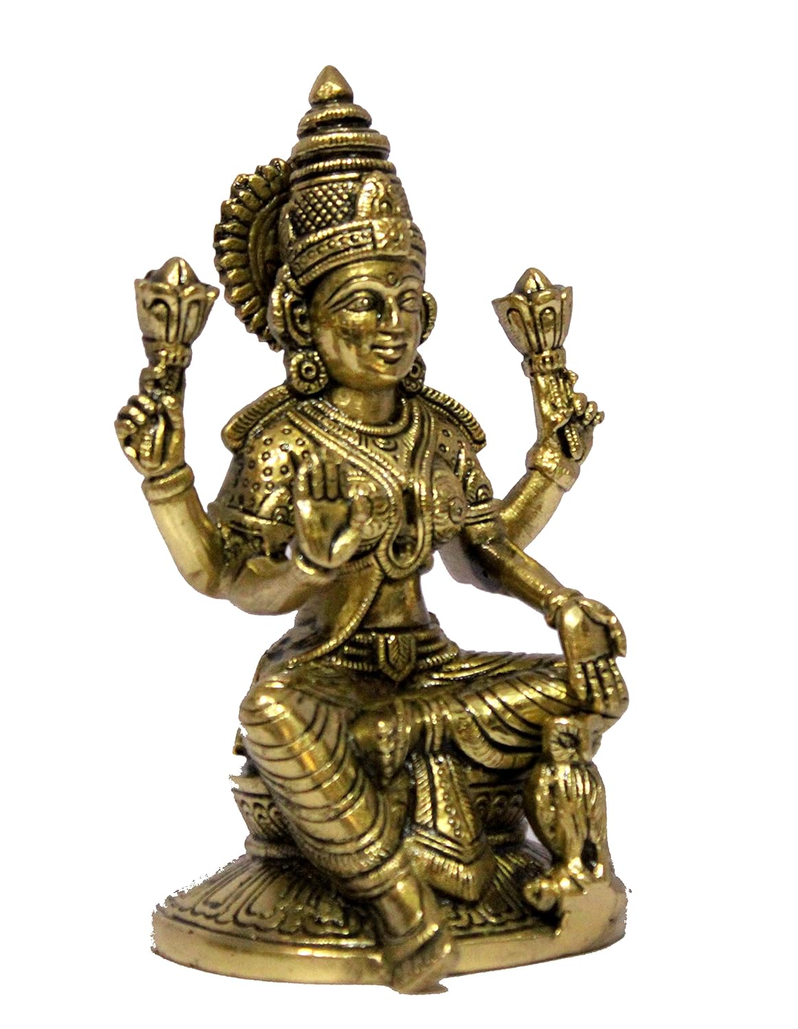 eSplanade Brass Laxmi Lakshmi Goddess Murti Idol Statue Figurine Sculpture | Pooja Idols - Home Decor | Golden - 6.75" Inches & 9.75" Inches - Multi
