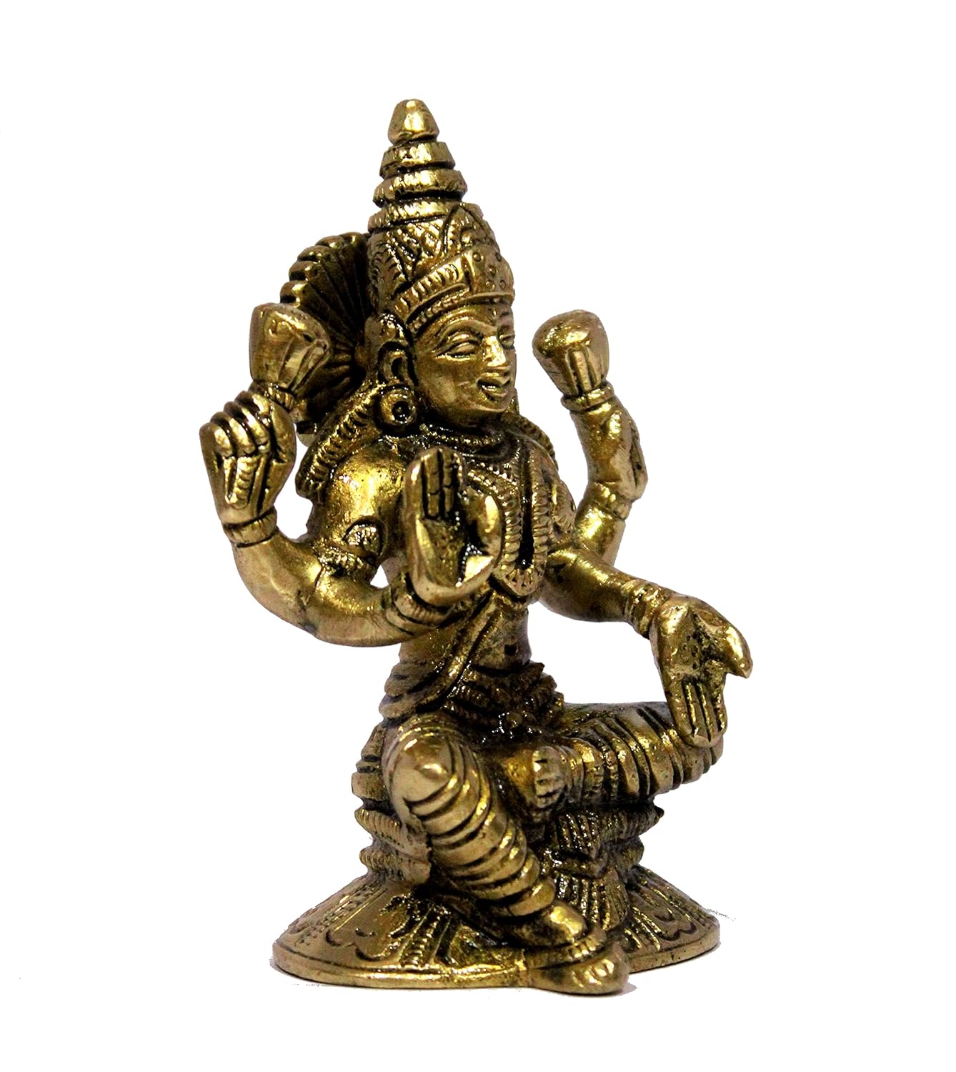 ESPLANADE Brass Laxmi Lakshmi Goddess Murti Idol Statue Figurine Sculpture - Pooja Idols - Home Decor - Golden - 4.75" Inches